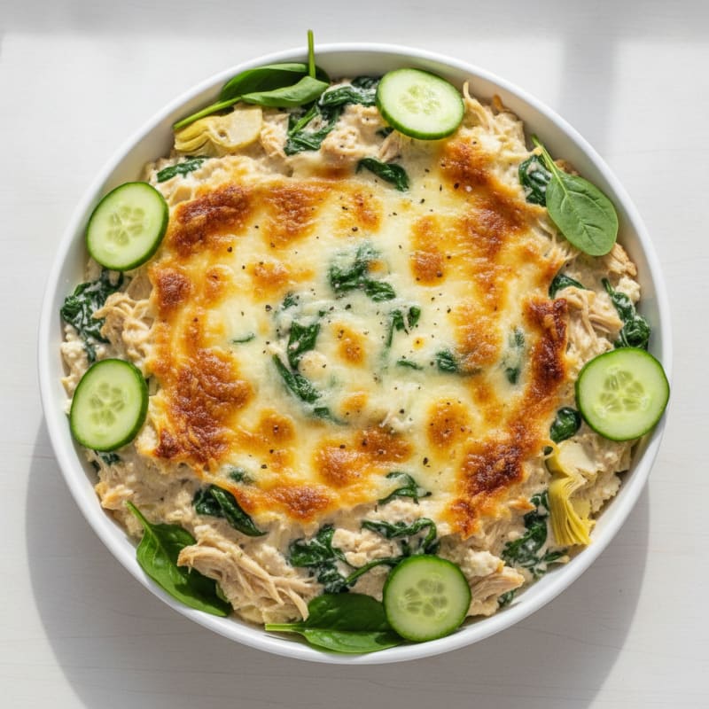 High-Protein Baked Spinach Artichoke Dip