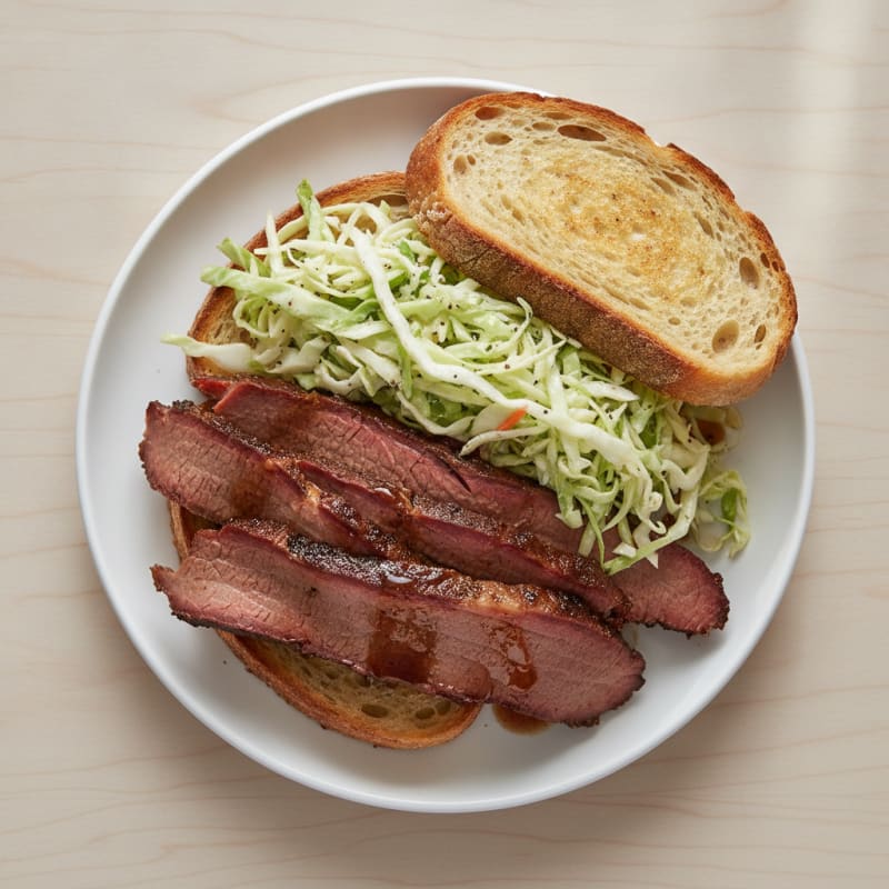 Smoky Brisket Sandwich with Tangy Slaw
