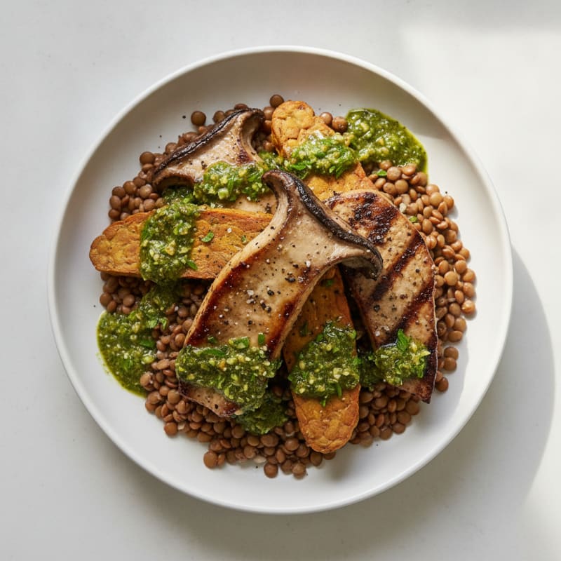 Pan-Seared Mushroom Steaks with Garlic Herb Sauce