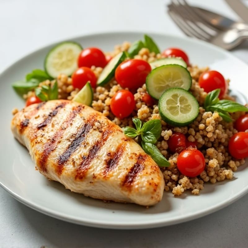 Grilled Chicken Breast with Crunchy Quinoa Salad