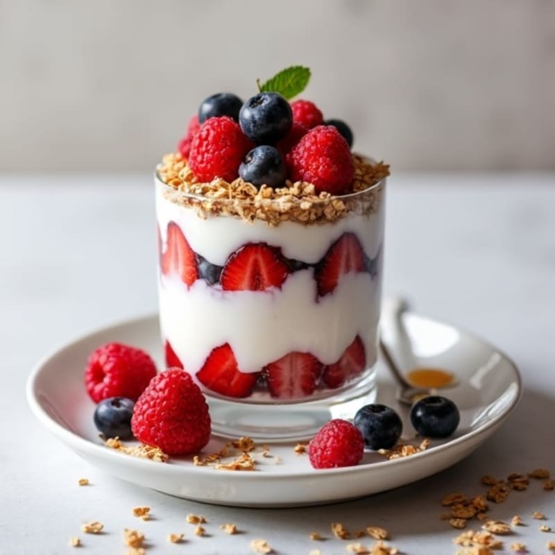 Greek Yogurt Protein Parfait with Mixed Berries