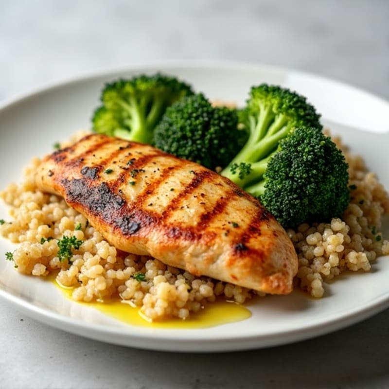 Grilled Chicken Breast with Quinoa and Steamed Broccoli