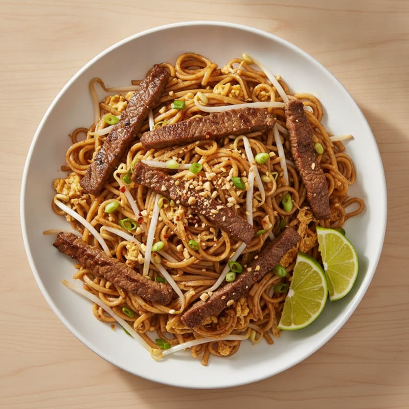 Pad Thai Noodles with Seared Beef