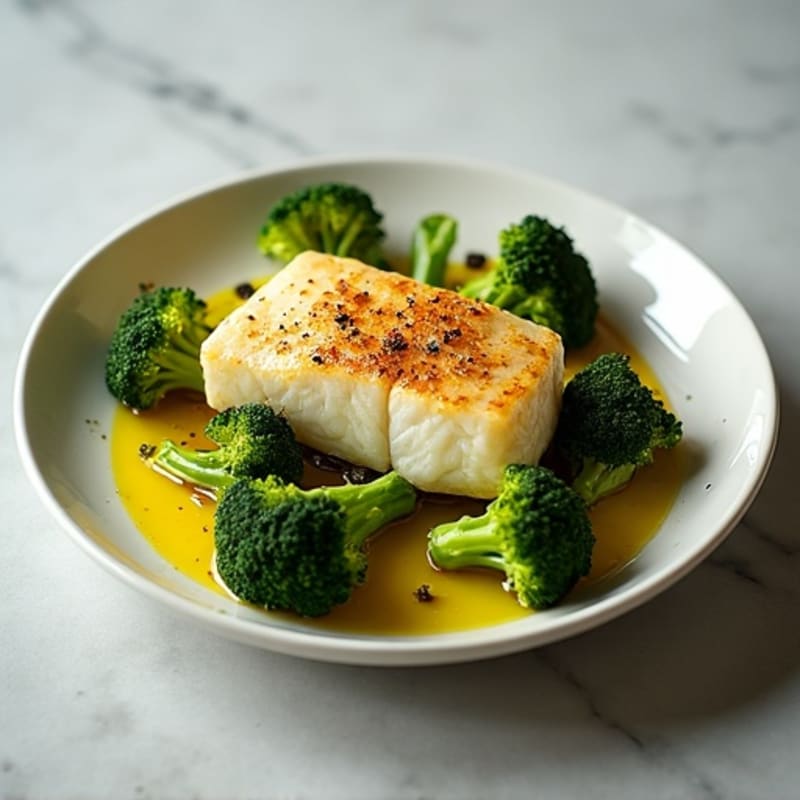 Seared Cod with Roasted Broccoli and Lemon
