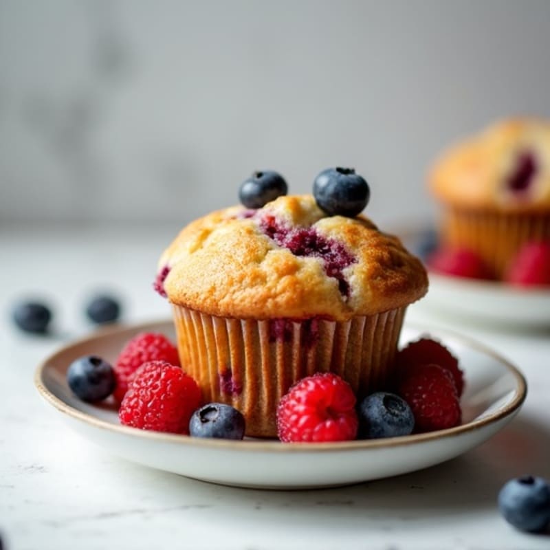 High-Protein Baked Berry Muffins