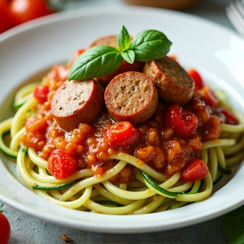 Lean Turkey Sausage Ragu with Zucchini Noodles