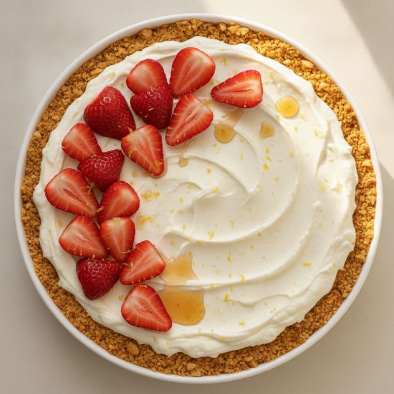 Greek Yogurt Protein Cheesecake with Fresh Strawberries