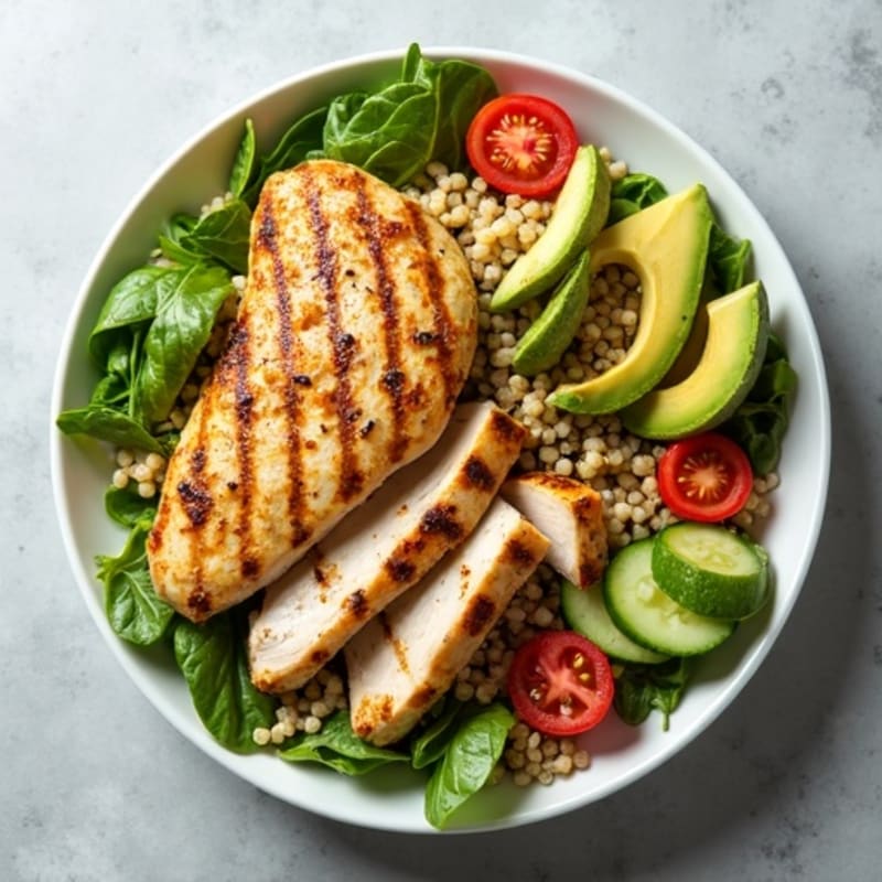 Grilled Chicken and Quinoa Power Salad with Lemon Vinaigrette