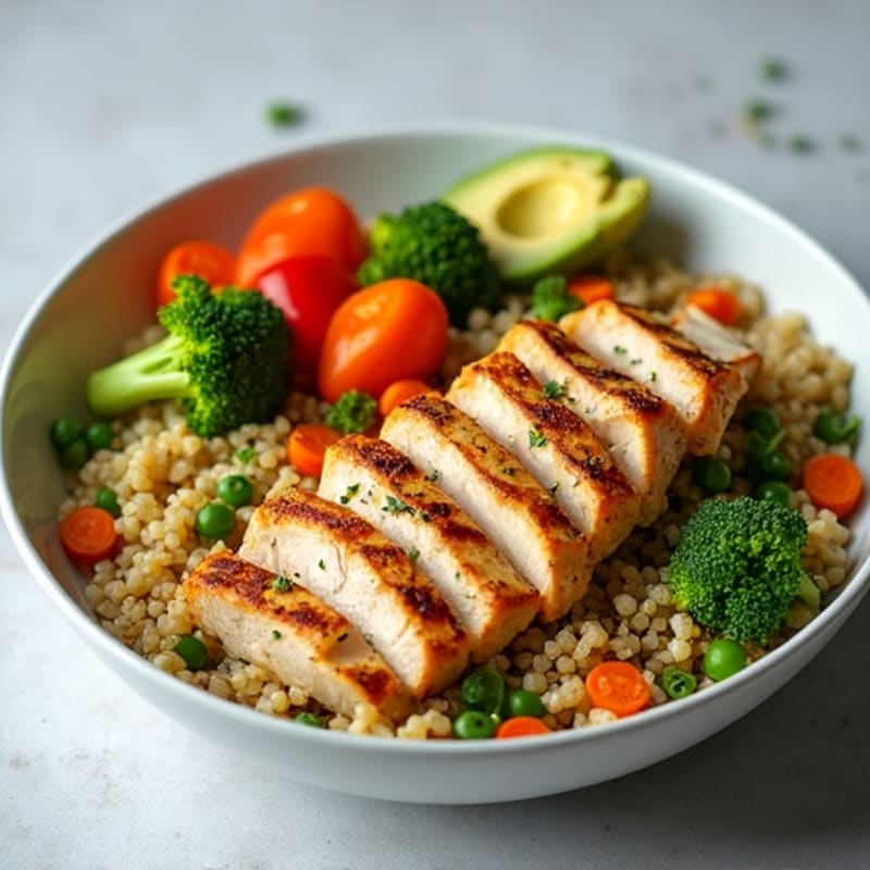 Grilled Chicken and Quinoa Power Bowl with Roasted Vegetables
