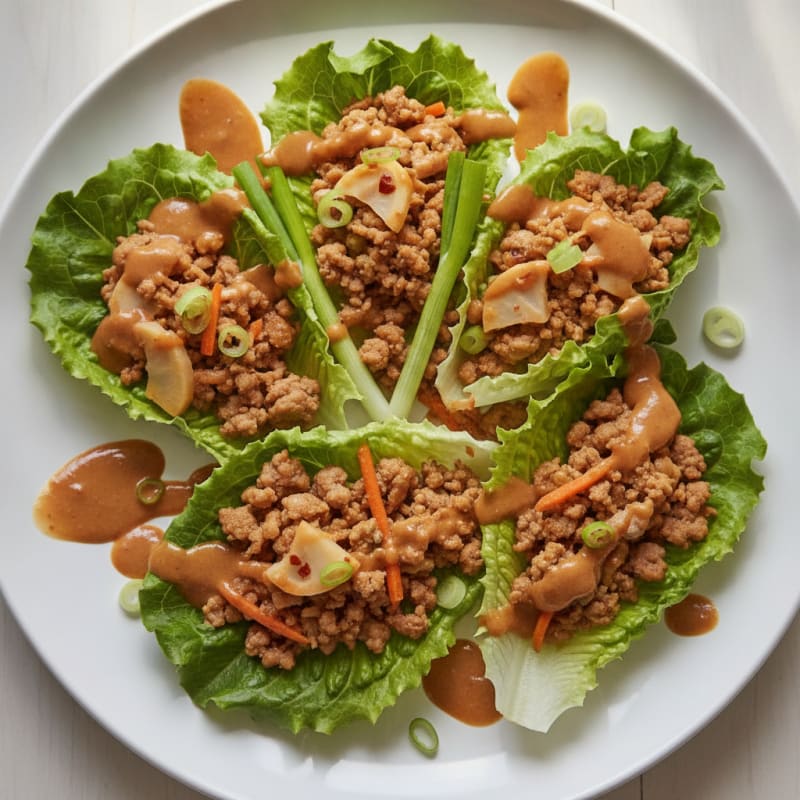 Savory Pork Lettuce Wraps with Peanut Sauce