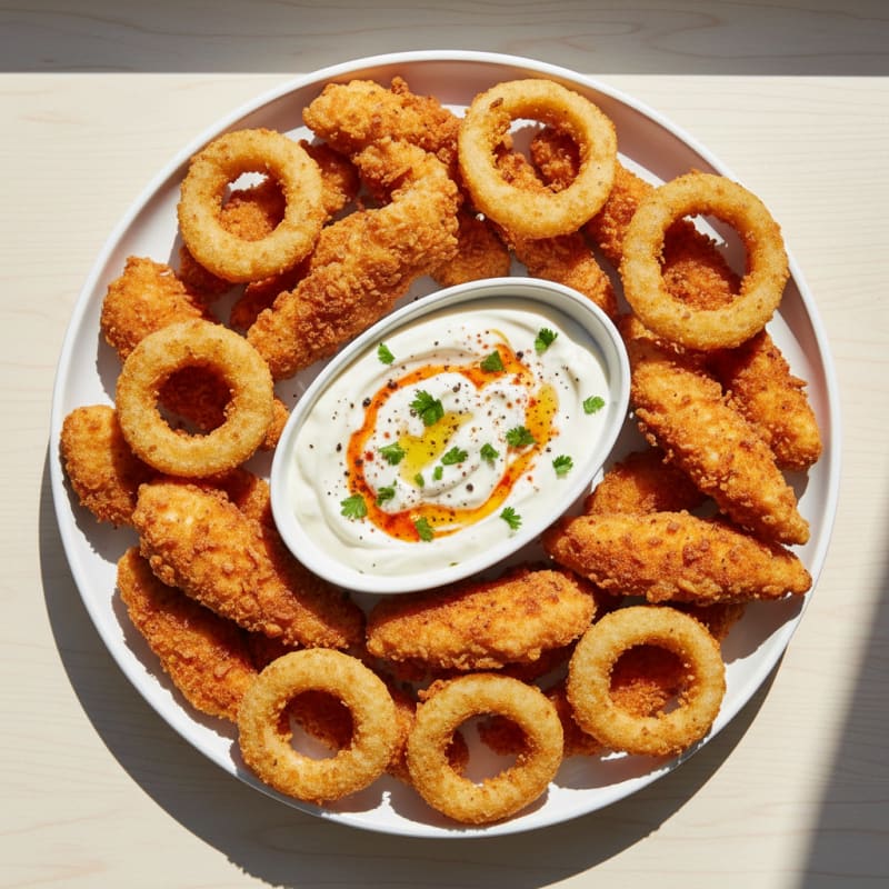Beer-Battered Onion Rings with Zesty Dip
