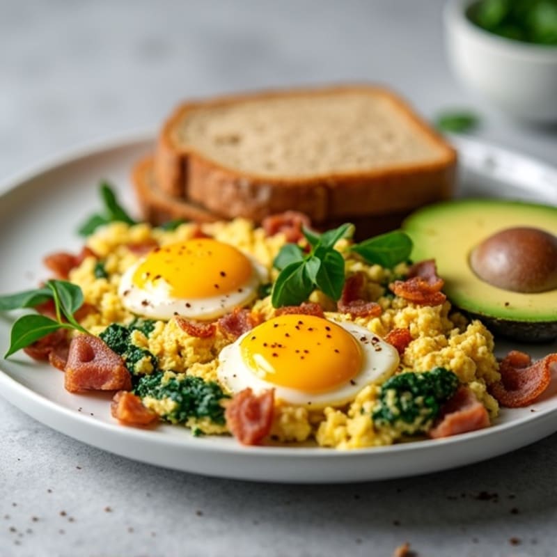 Egg White Scramble with Spinach and Turkey Bacon