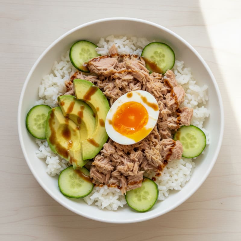 Tuna and Avocado Bowl with Steamed Rice