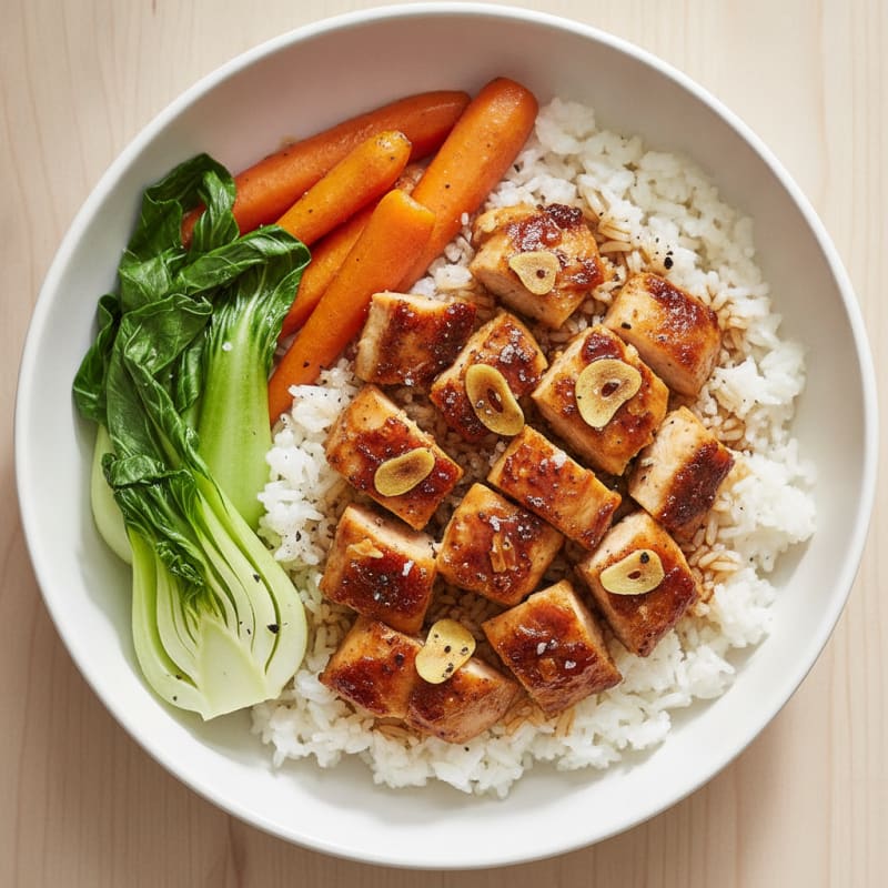 Chicken Teriyaki Rice Bowl with Roasted Carrots