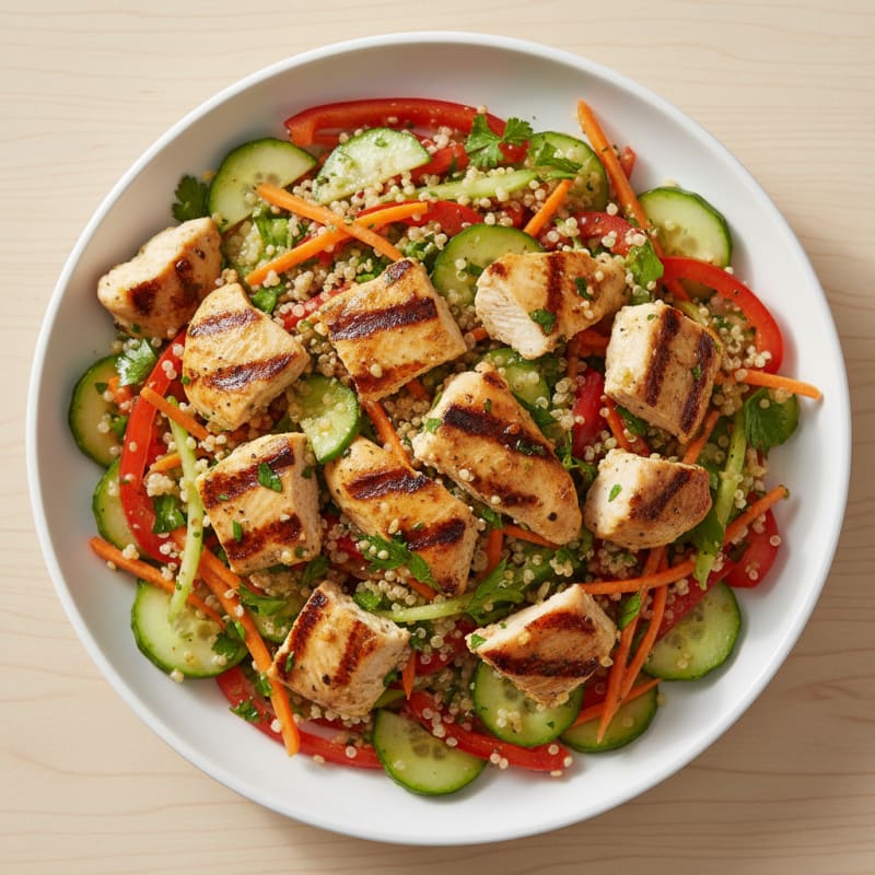 Grilled Chicken and Quinoa Salad with Crunchy Vegetables