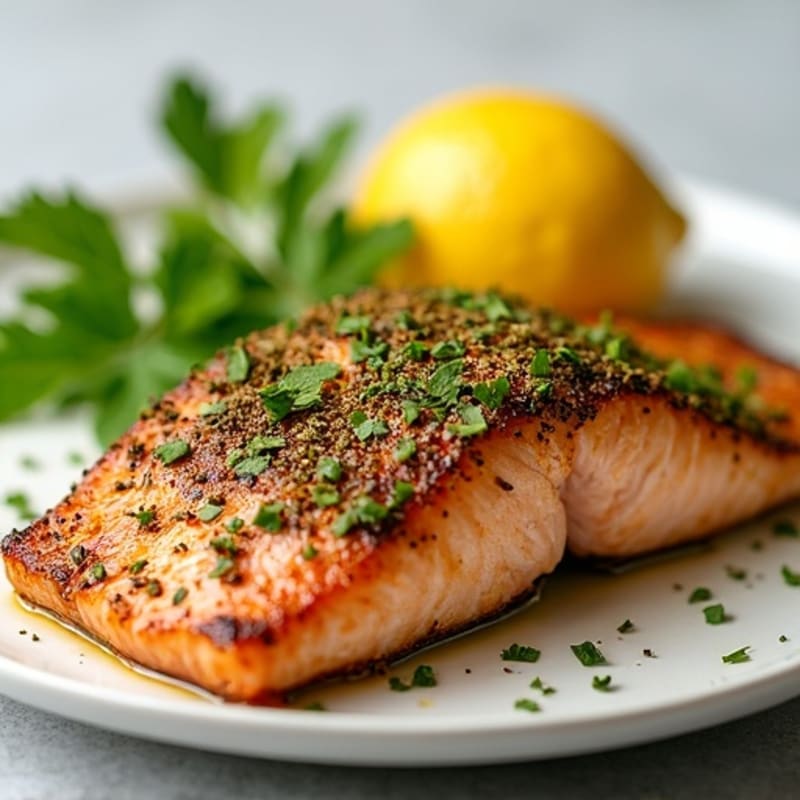 Herb-Crusted Pan Seared Salmon with Lemon