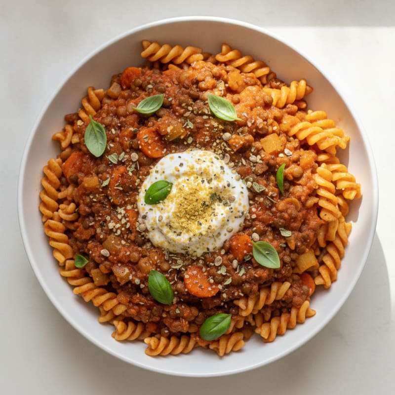Lentil Bolognese Pasta with Fresh Herbs