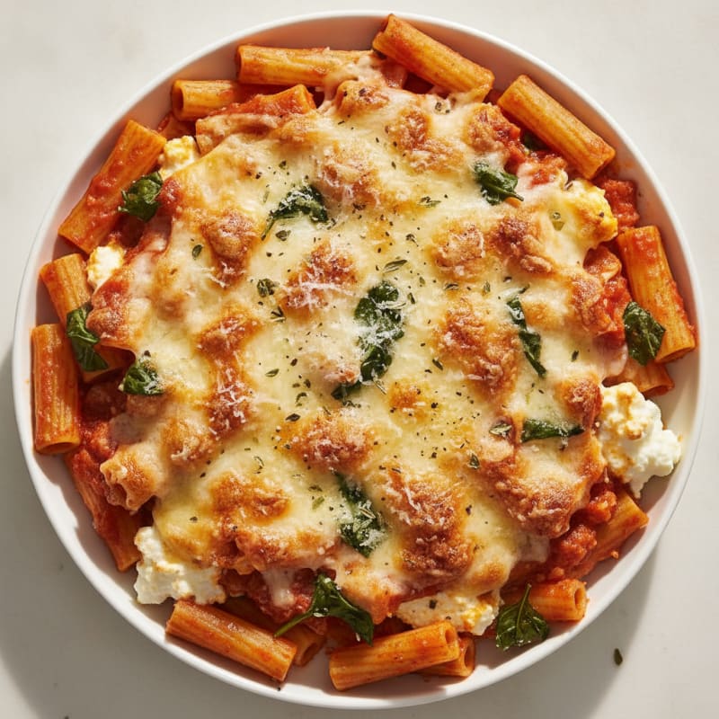 Cheesy Baked Ziti with Marinara