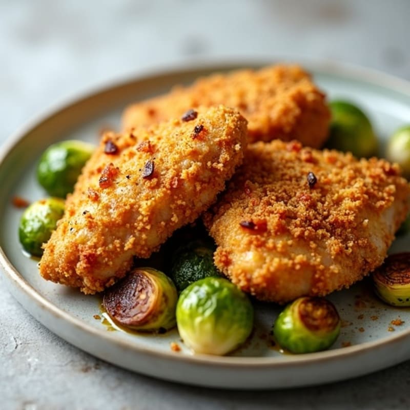 Crispy Air-Fried Chicken Thighs with Roasted Brussels Sprouts