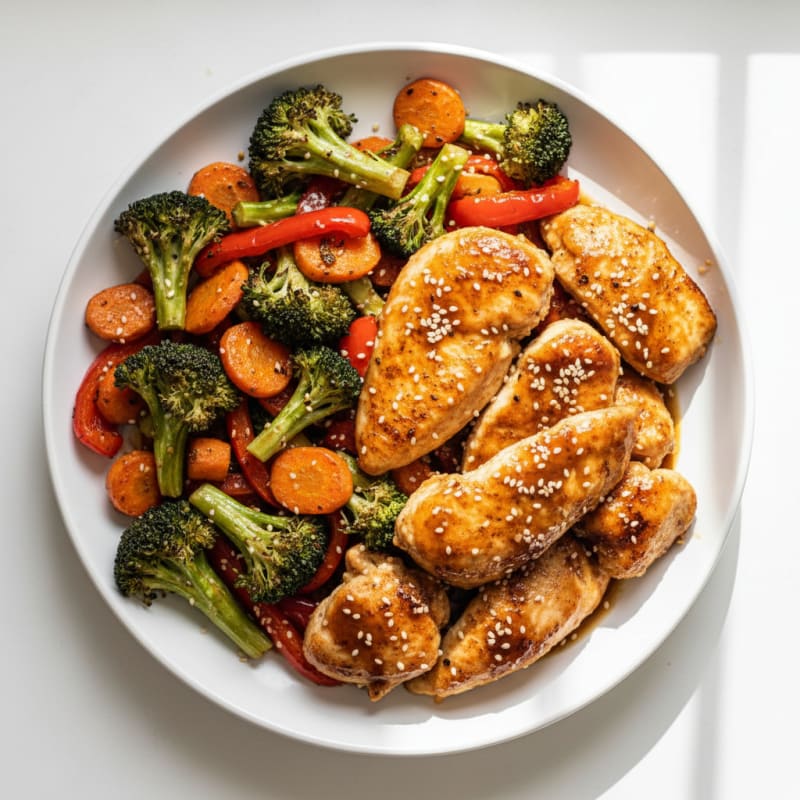 Crispy Teriyaki Chicken with Roasted Vegetables