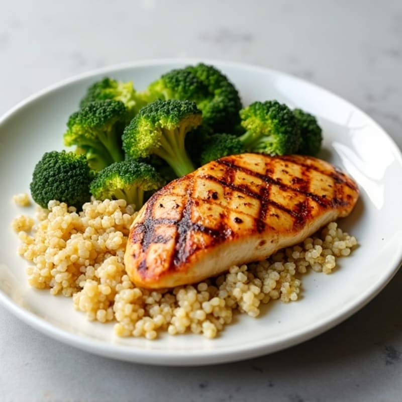 Grilled Chicken Breast with Roasted Broccoli and Quinoa