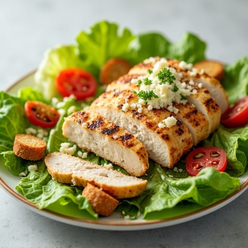 Grilled Chicken Caesar Salad with Crispy Romaine