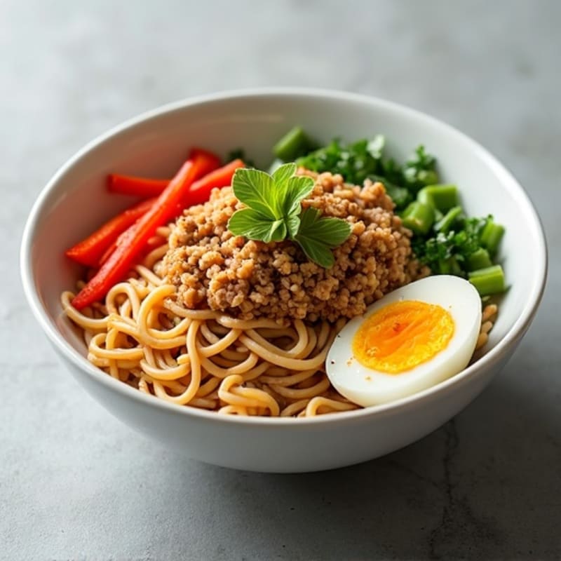 Spicy Ginger-Garlic Ground Pork Noodle Bowl