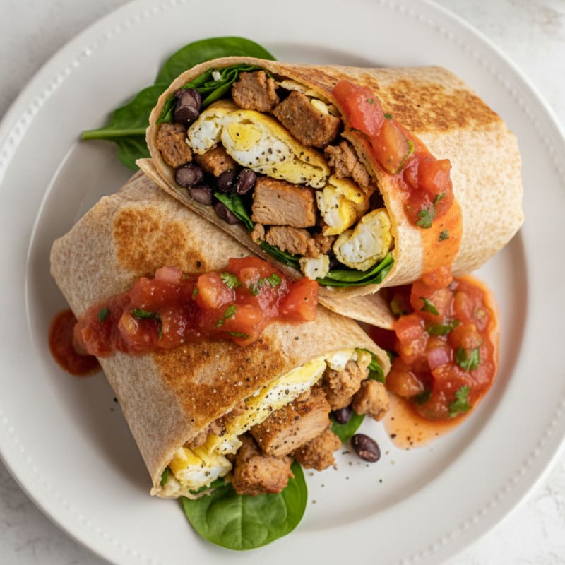 Loaded Breakfast Burrito with Salsa