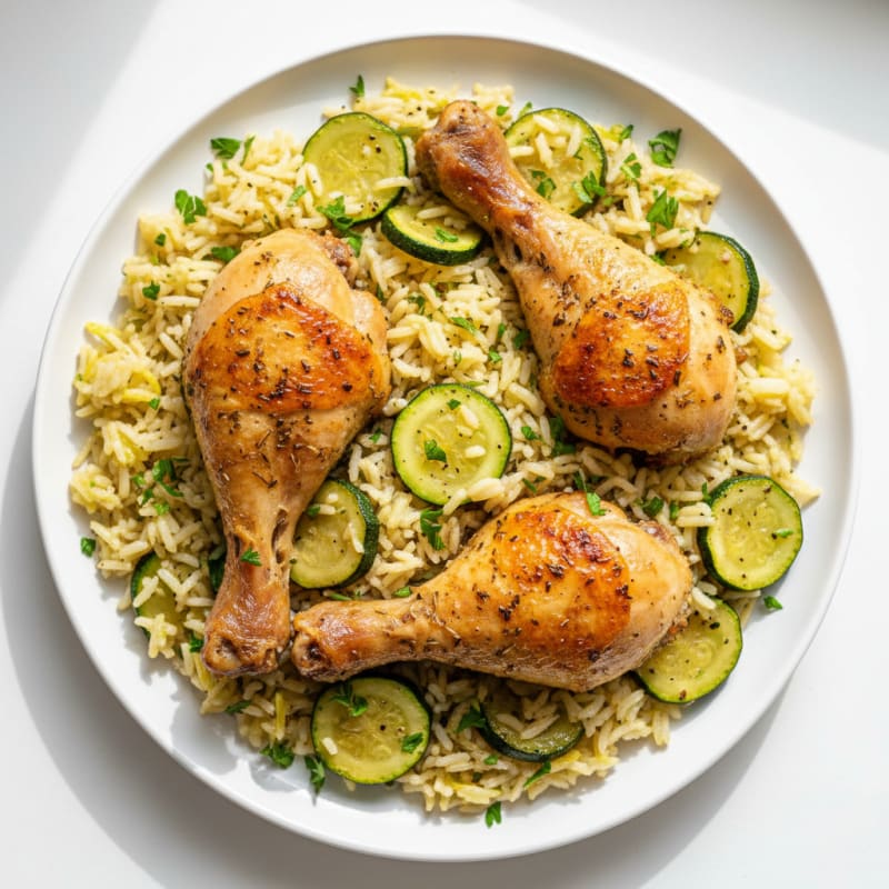 Roasted Chicken Legs with Lemon Herb Rice