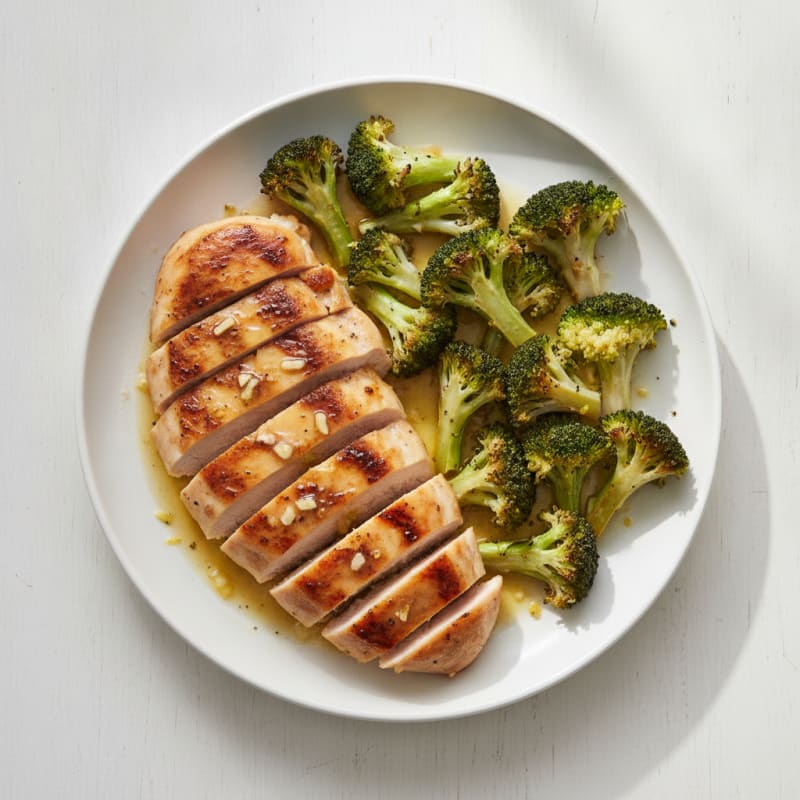 Grilled Lemon-Garlic Chicken Breast with Roasted Broccoli