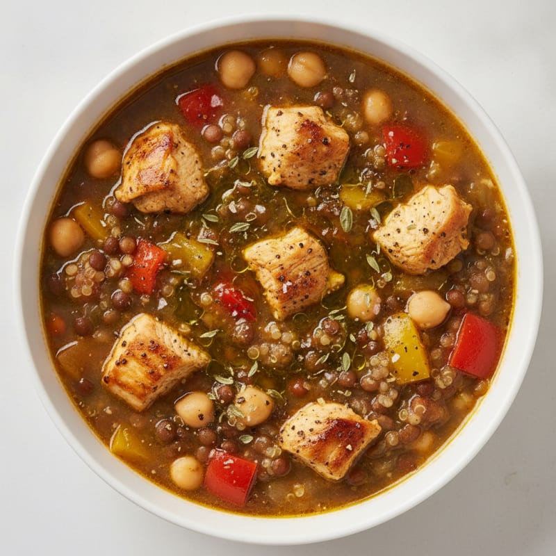 Chicken Lentil Soup with Bell Peppers