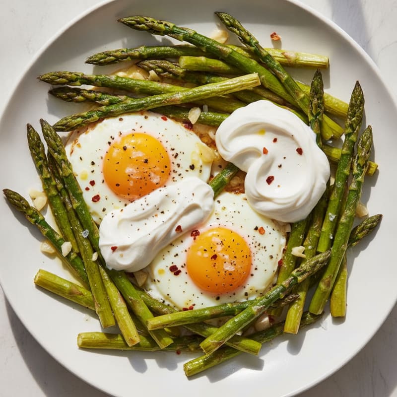 Baked Eggs with Roasted Asparagus
