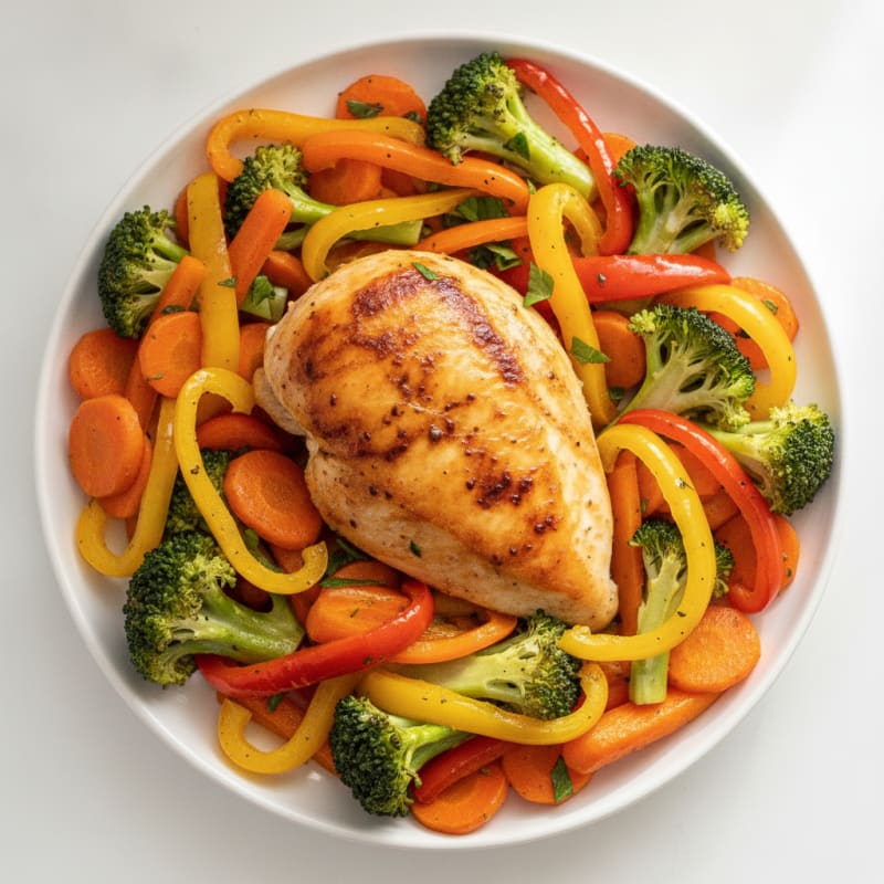 Lemon Herb Roasted Chicken and Rainbow Vegetables