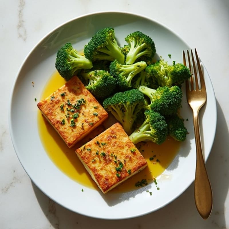 Herbed Tofu Steaks with Roasted Broccoli
