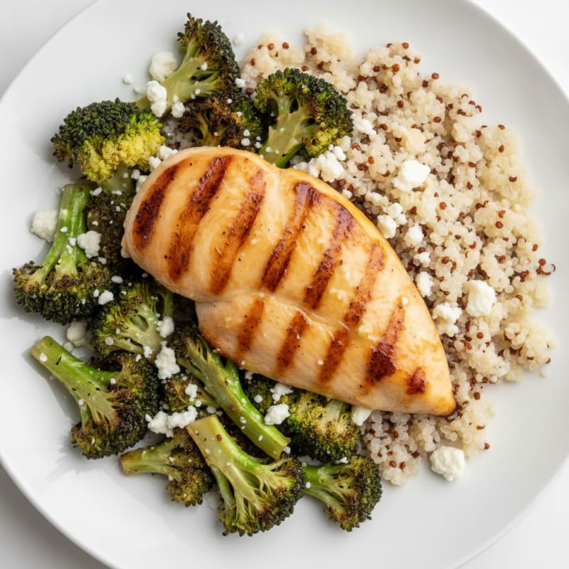 Grilled Chicken Breast with Roasted Broccoli and Quinoa