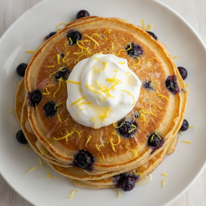 Blueberry Ricotta Pancakes with Lemon Zest
