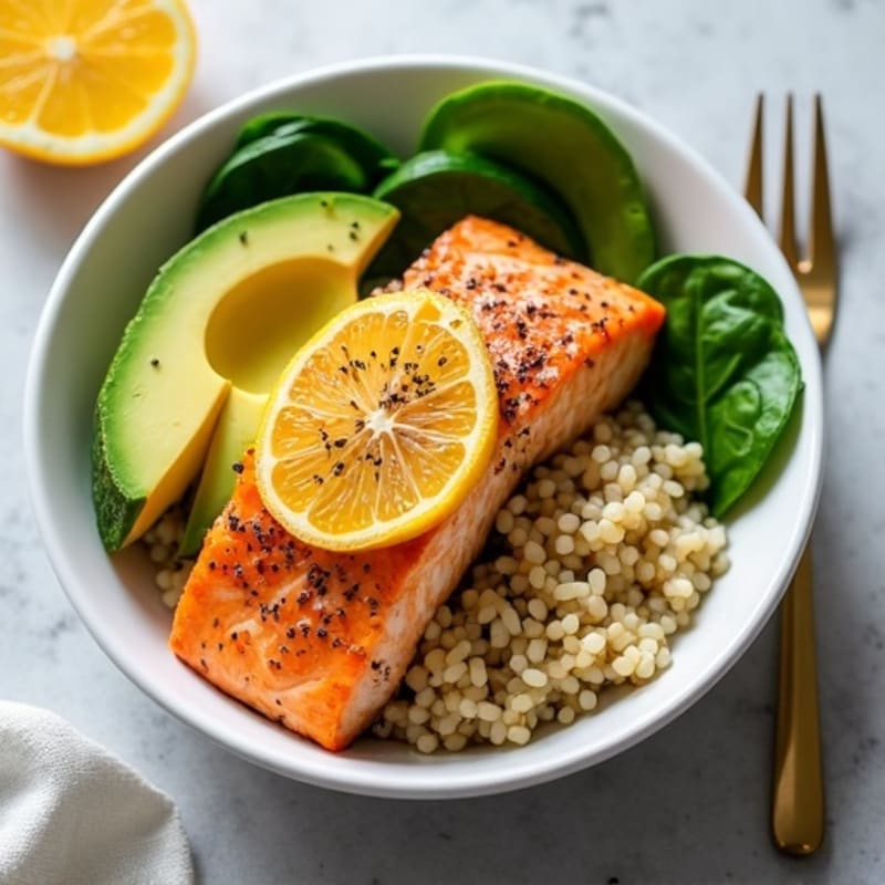 Citrus-Glazed Salmon Bowl with Creamy Avocado Rice