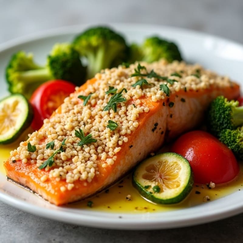 Herb-Crusted Baked Salmon with Roasted Vegetables