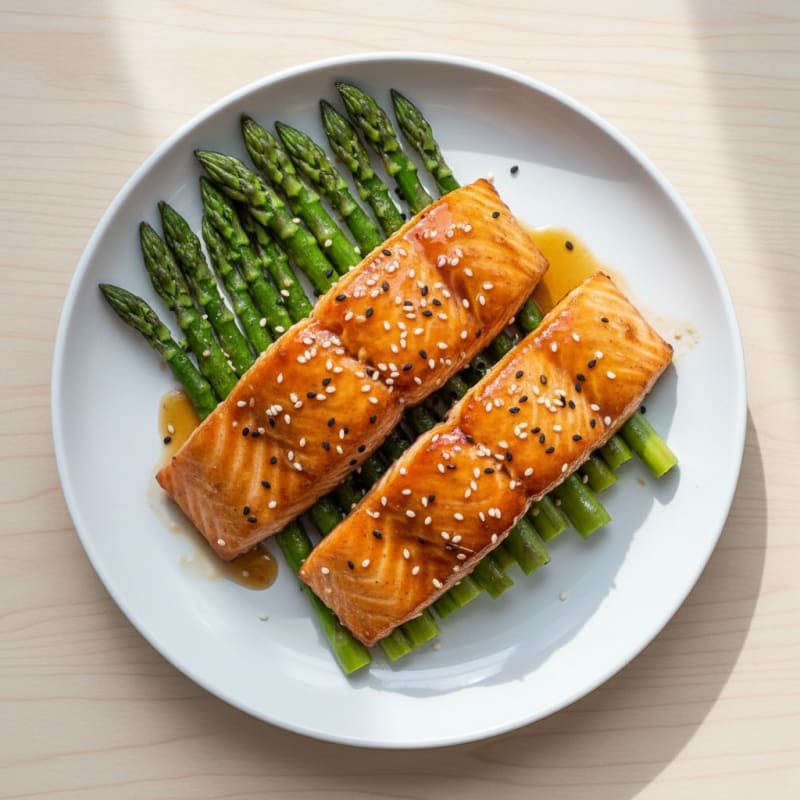 Golden Teriyaki-Glazed Salmon with Roasted Asparagus