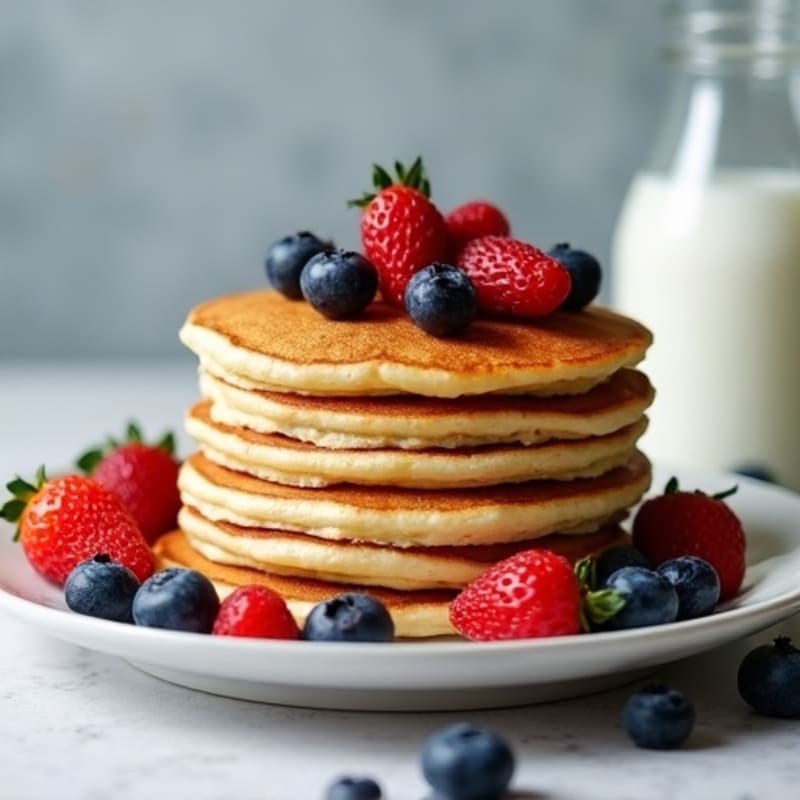 Fluffy Protein Pancakes with Fresh Berries