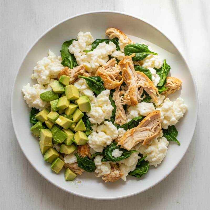 Egg White Scramble with Spinach and Turkey Breast