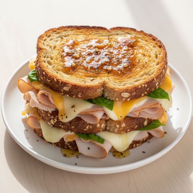 Golden Triple-Decker Grilled Cheese