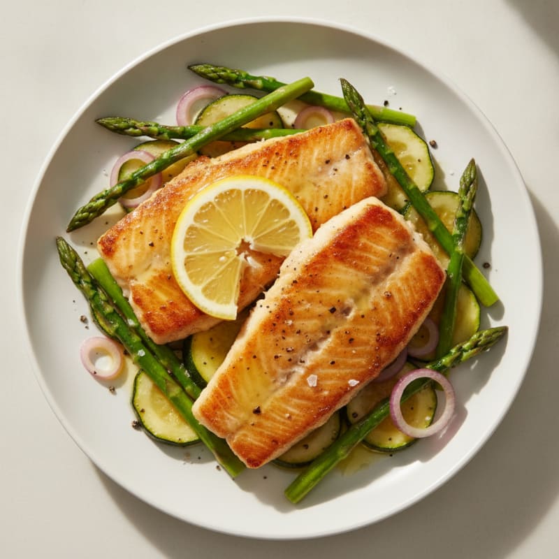 Pan-Seared Mahi-Mahi with Roasted Zucchini