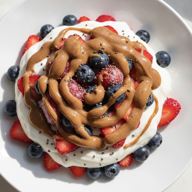 Greek Yogurt Protein Parfait with Almond Butter and Berries