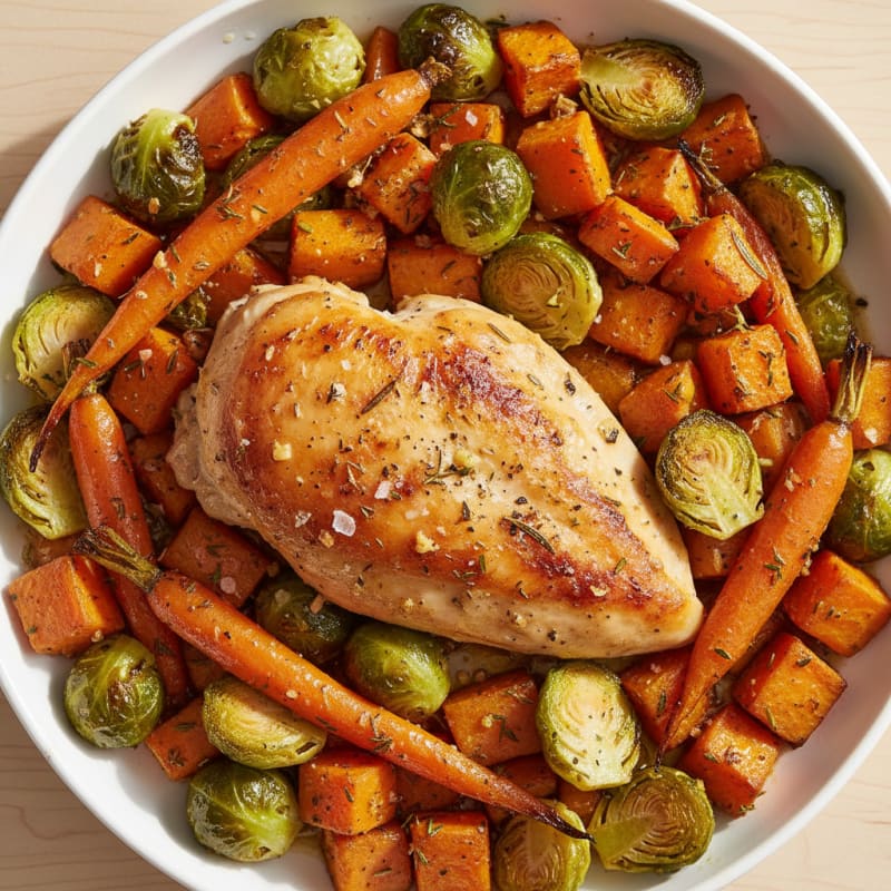 Garlic Herb Roasted Chicken with Root Vegetables