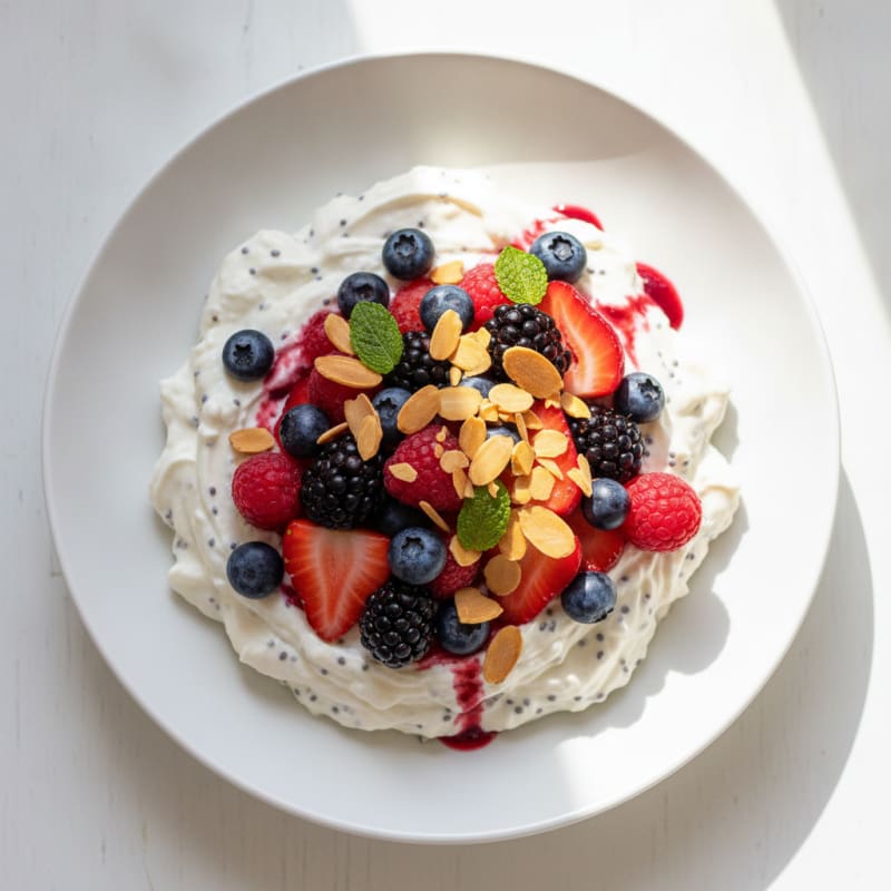 Silky Greek Yogurt Protein Pudding with Mixed Berries