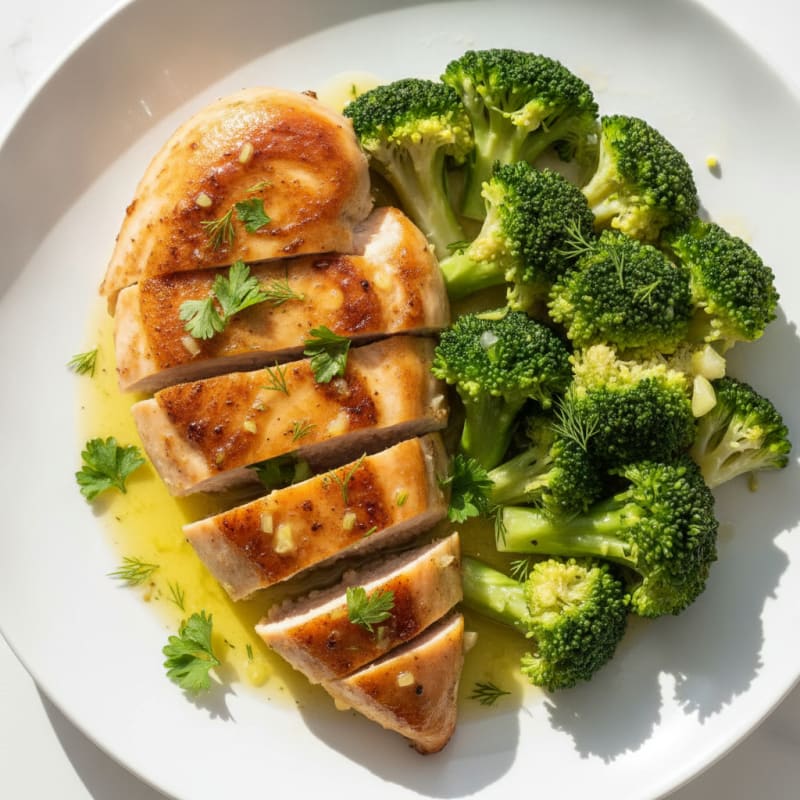 Lemon Herb Chicken Breast with Steamed Broccoli