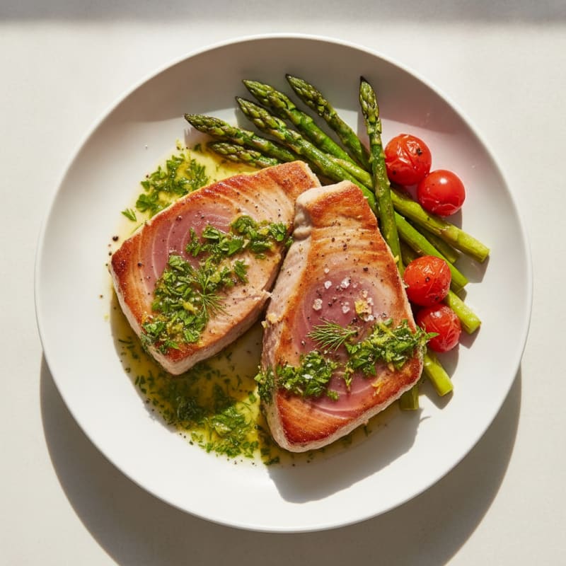Seared Tuna with Lemon-Herb Sauce