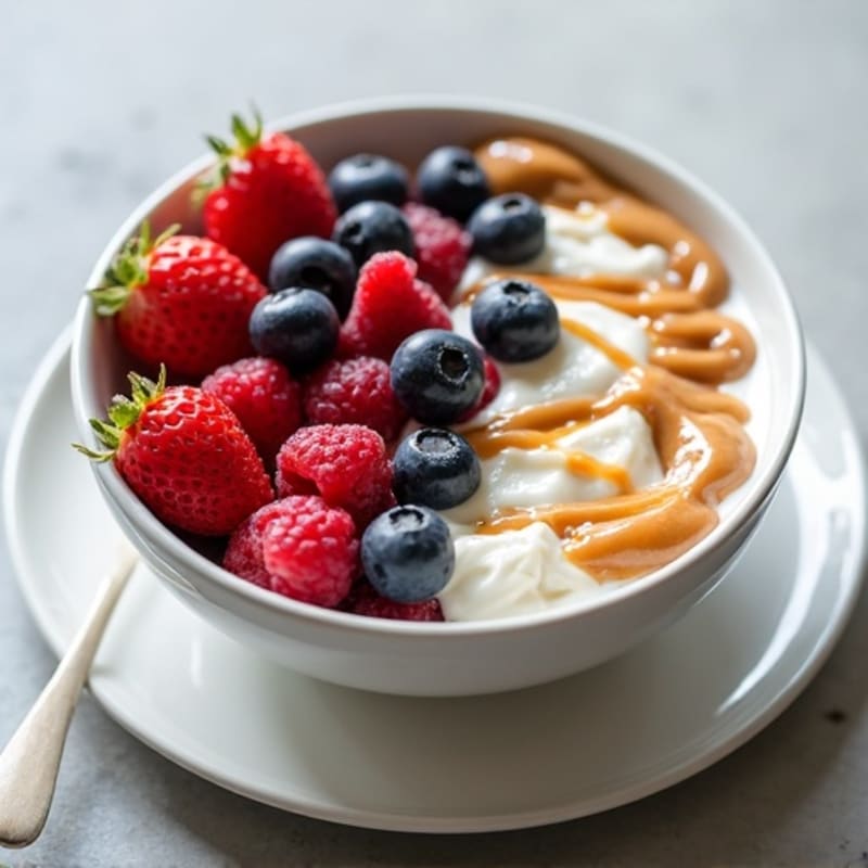Greek Yogurt Protein Bowl with Mixed Berries and Almond Butter