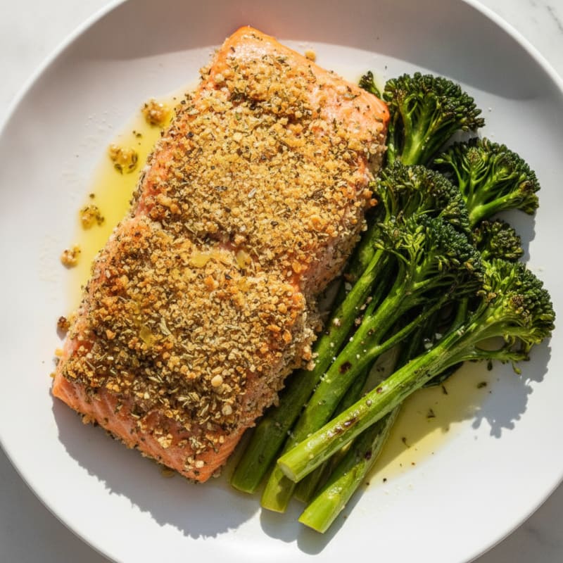 Herb-Crusted Salmon with Roasted Broccolini